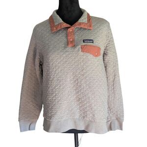 Patagonia Women's Organic Cotton Quilt Snap-T Pullover M Quartz Coral Grey